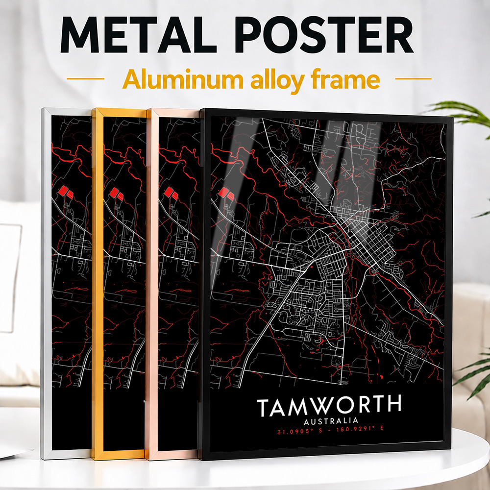 Custom Map Poster - Tableau mural en métal encadré avec